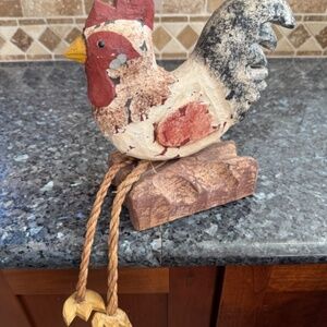 Adorable Vintage Carved Wooden Rooster Hand Painted James Haddon Shelf Sitter